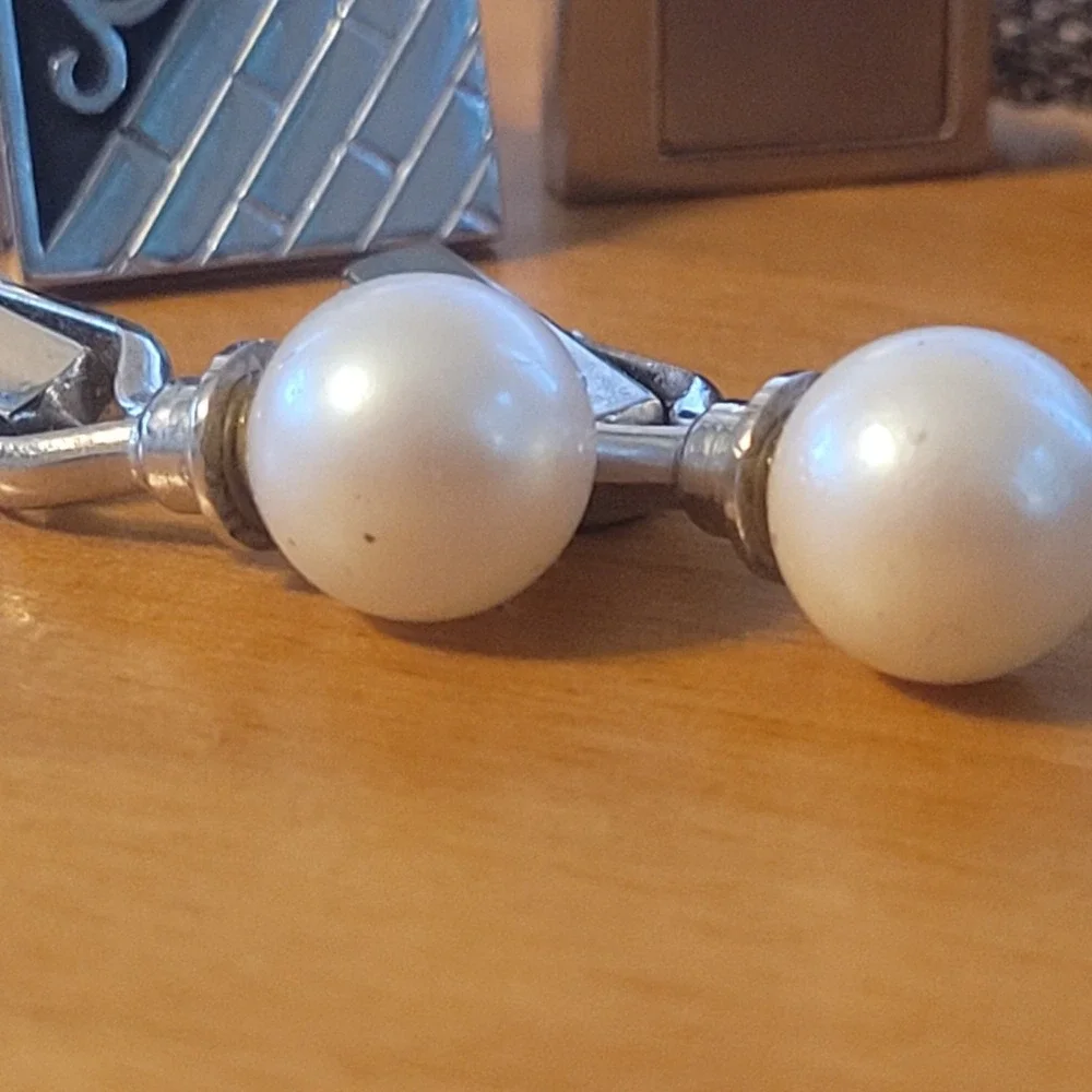 6 Pr Vintage Mens Cufflink Lot Modernist Onyx Mesh Wrap Faux Pearl